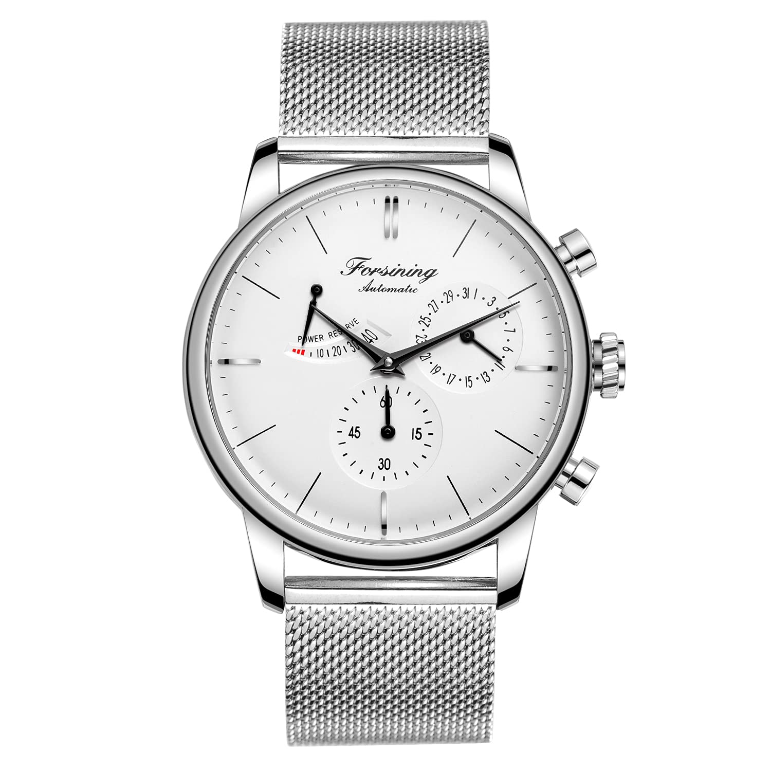 Herren-Armbanduhr Automatisch Mechanisch Analog, Seagull-Uhrwerk Automatische Datumsanzeige Gangreserve-Anzeige Edelstahlband Business-Armbanduhr
