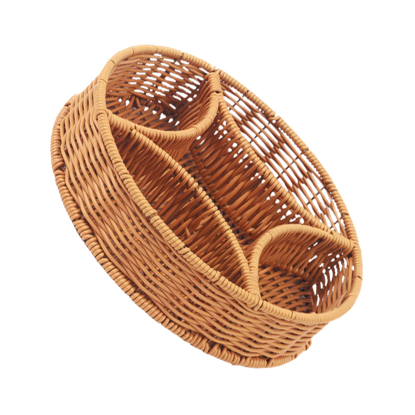 Xinsheinelry Imitation Rattain Woven Serving Basket with Multiple Compartment Fruit Snacks Platter Bowl for Outdoor Picnics Kitchen Parties Serving Bowl