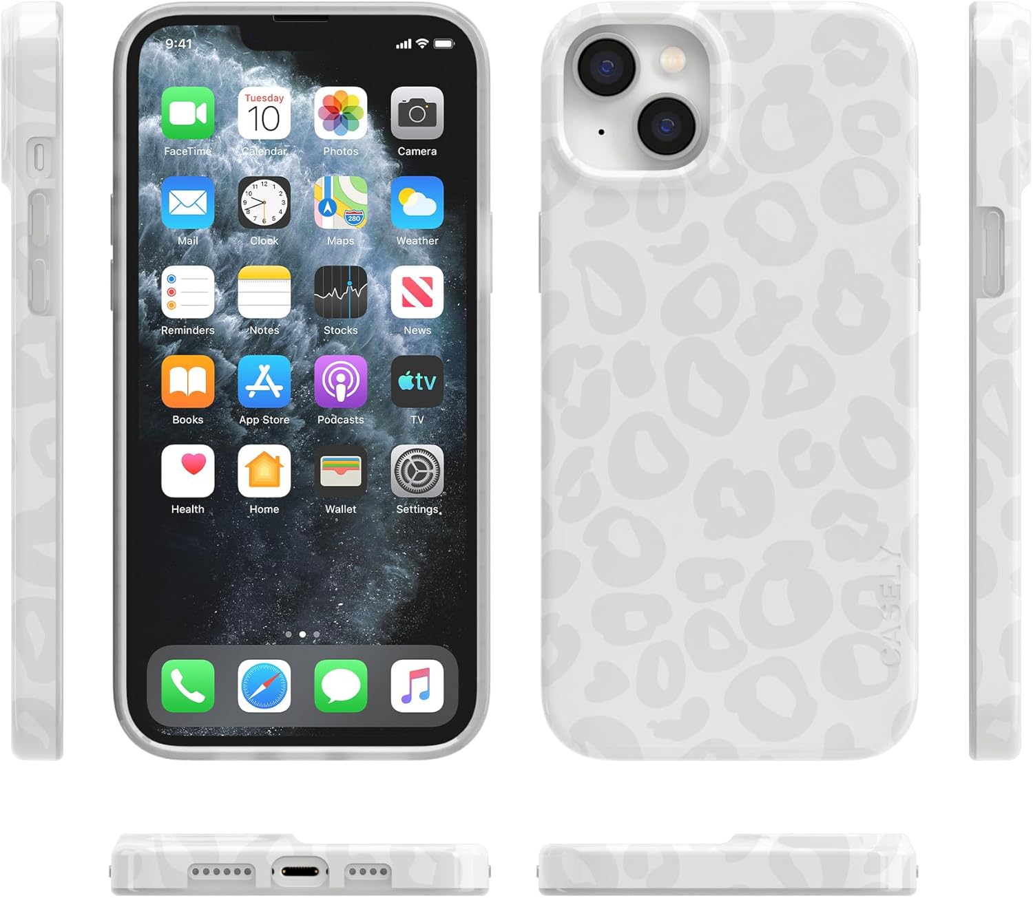 Casely iPhone 14 Case | Into the Wild | White Snow Leopard | Compatible with MagSafe | Classic Ultra Slim Design