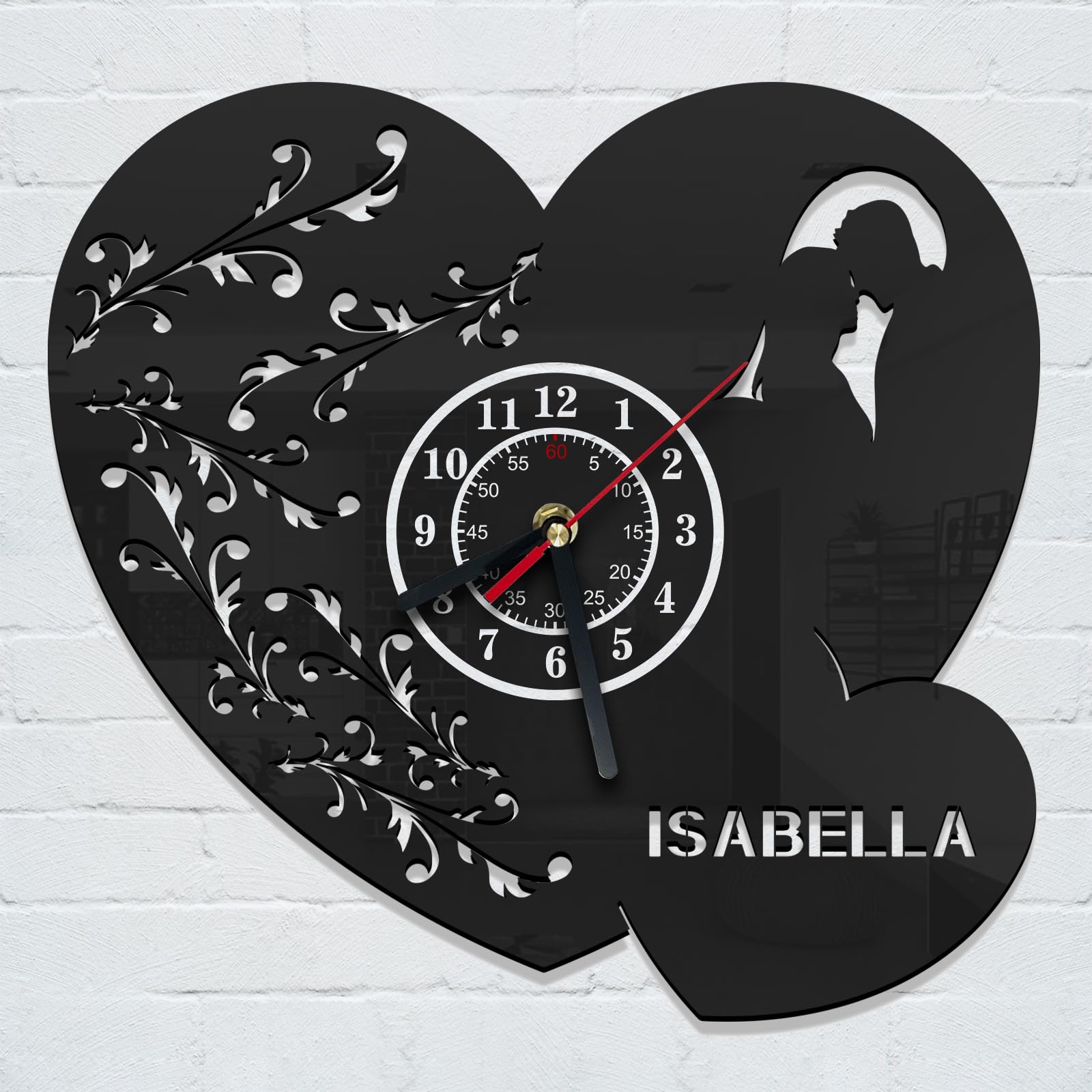 Reloj de Pared Personalizado con Forma de Corazón de Acrílico - Reloj de Pared con Nombre para Decoración Dulce de Dormitorio - Regalos de San Valentín para Amante, Novia, Novio, Esposa, Esposo
