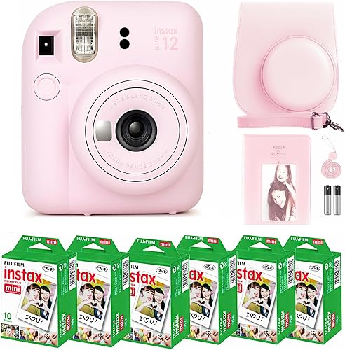 Vista 10 de Cámara instantánea Fujifilm Instax Mini 12 color azul pastel y paquete Fuji Film (60 hojas) con accesorios Tiger resistentes, estuche de transporte