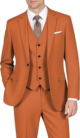 Mens Slim Fit Suits 3 Piece Slim Fit One Button Dress Blazer Vest and Pants Suit Set for Wedding Business Prom