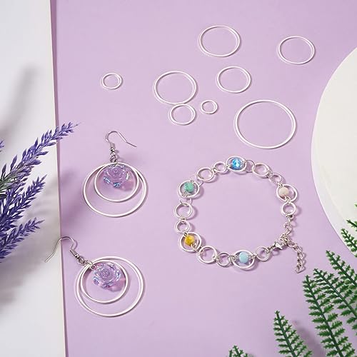 Vista 126 de FASHEWELRY Anillos de acero inoxidable 70cs con eslabones de corazón, 4 tamaños, de metal con forma de corazón, bisel abierto, conectores