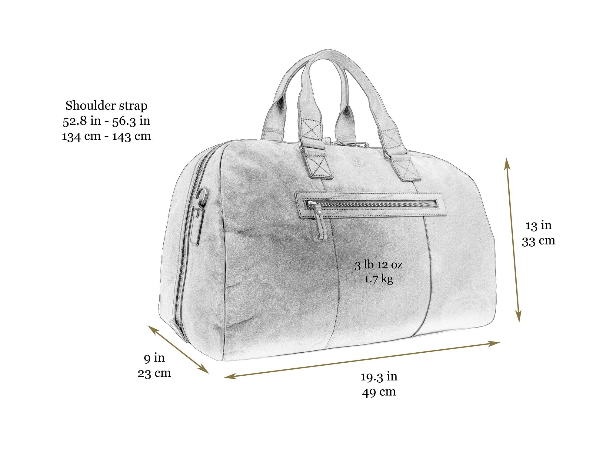 Bolsa de Viaje de Cuero - Bolsa de Lona - Weekender - Bolsa de Noche - Bolsa de Cuero - Bolsa de Gimnasio - Time Resistance, Coñac