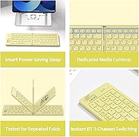 Vista 6 de Mini teclado Bluetooth plegable, teclado portátil compacto inalámbrico recargable con 67 teclas delgadas y silenciosas, bonito teclado de viaje