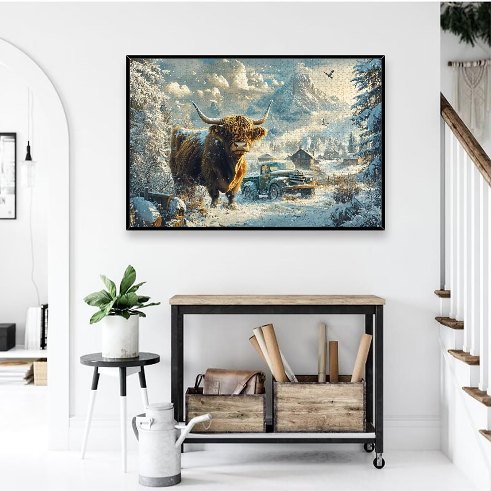 Puzzle 1500 Piezas, Puzzle Animal con Caja para Adultos, DIY Highland Cow Rompecabezas Madera para Adultos, 1500 Piezas Rompecabezas Desafiante, para Decoracion Hogar, Regalo Mujer/Hombres, -1850