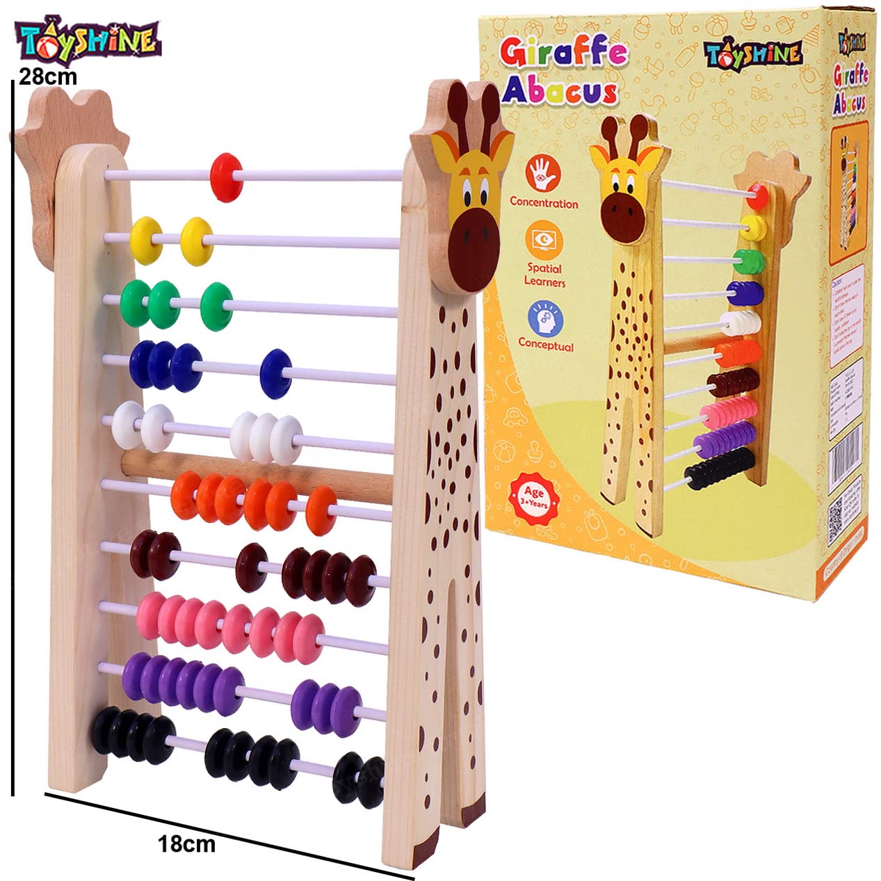 Toyshine Giraffe Wooden Abacus And Learning Play Center - Multi Color, Kid - Image 6 thumbnail