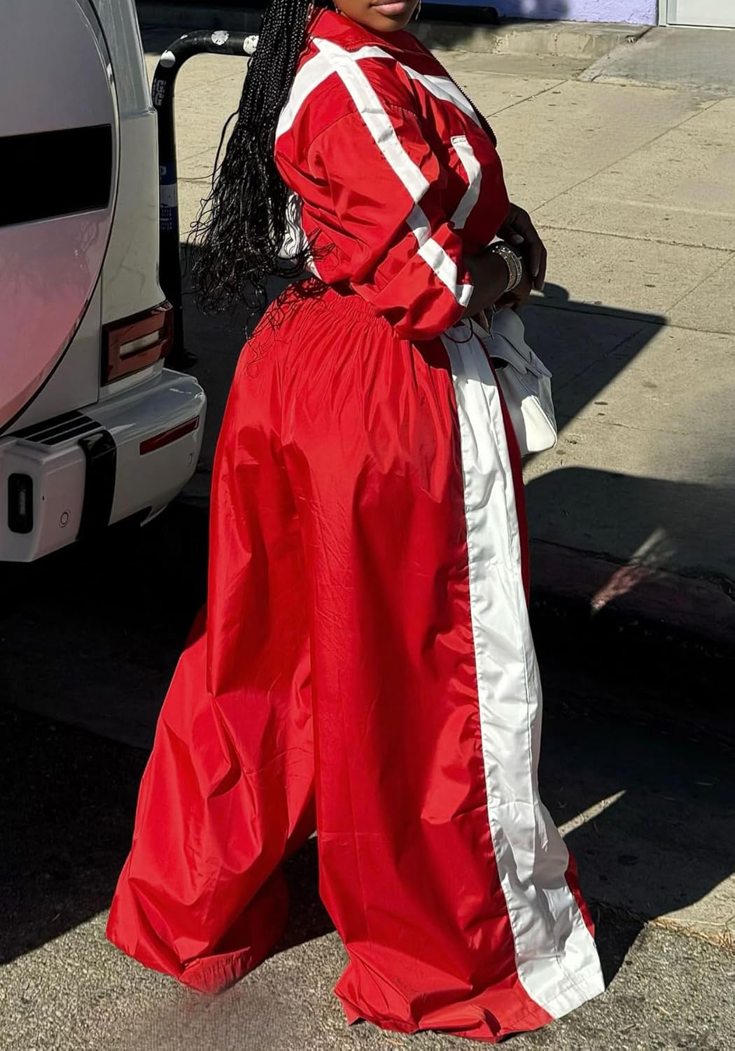 LAJIOJIO Track Suits for Women Set 2 Piece Sweatsuit Long Sleeve Cropped Jacket Wide Leg Pants with Pockets - Image 2