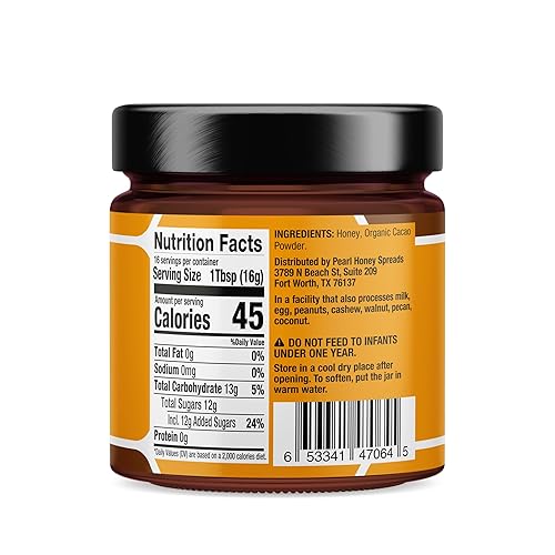 Miniatura 2 de Pearl Honey Spreads - Miel cruda en crema con sabor a chocolate orgánico de cacao - Sin químicos, sin soja y miel cruda 100% natural  Tarro de 8.8