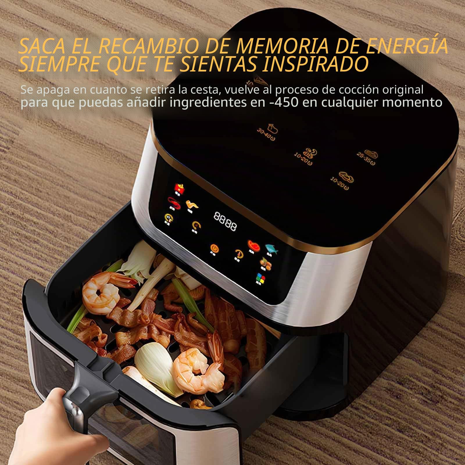 Air Fryer 12L,Freidora de aire con ventana de visualización,Pantalla táctil digital,Menos grasa,Circulación de aire caliente,Menús Preprogramados Saludables,Cocción rápida a alta temperatura de 210℃