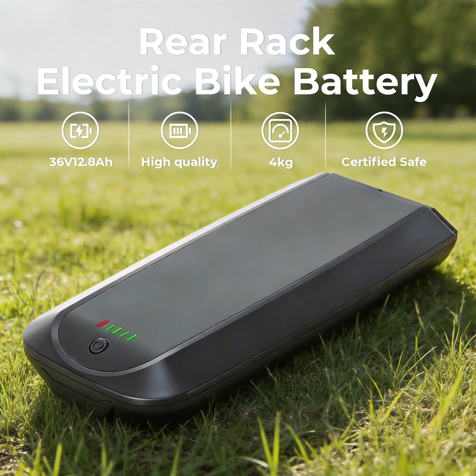 Batterie Vélo Électrique YJ145 36V 12.8Ah avec 20A BMS pour Porte-Bagages | Pour Moteur 36V 50W-800W Compatible Telefunken, Zündapp, Chrisson Vélo Électrique