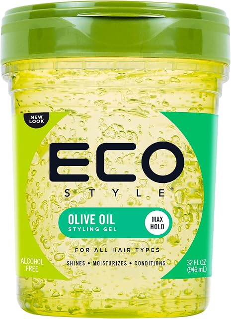 Eco Style Olive Oil Hair Styling Gel, Hydrate and Style, Green, 946 ml (Pack of 1)