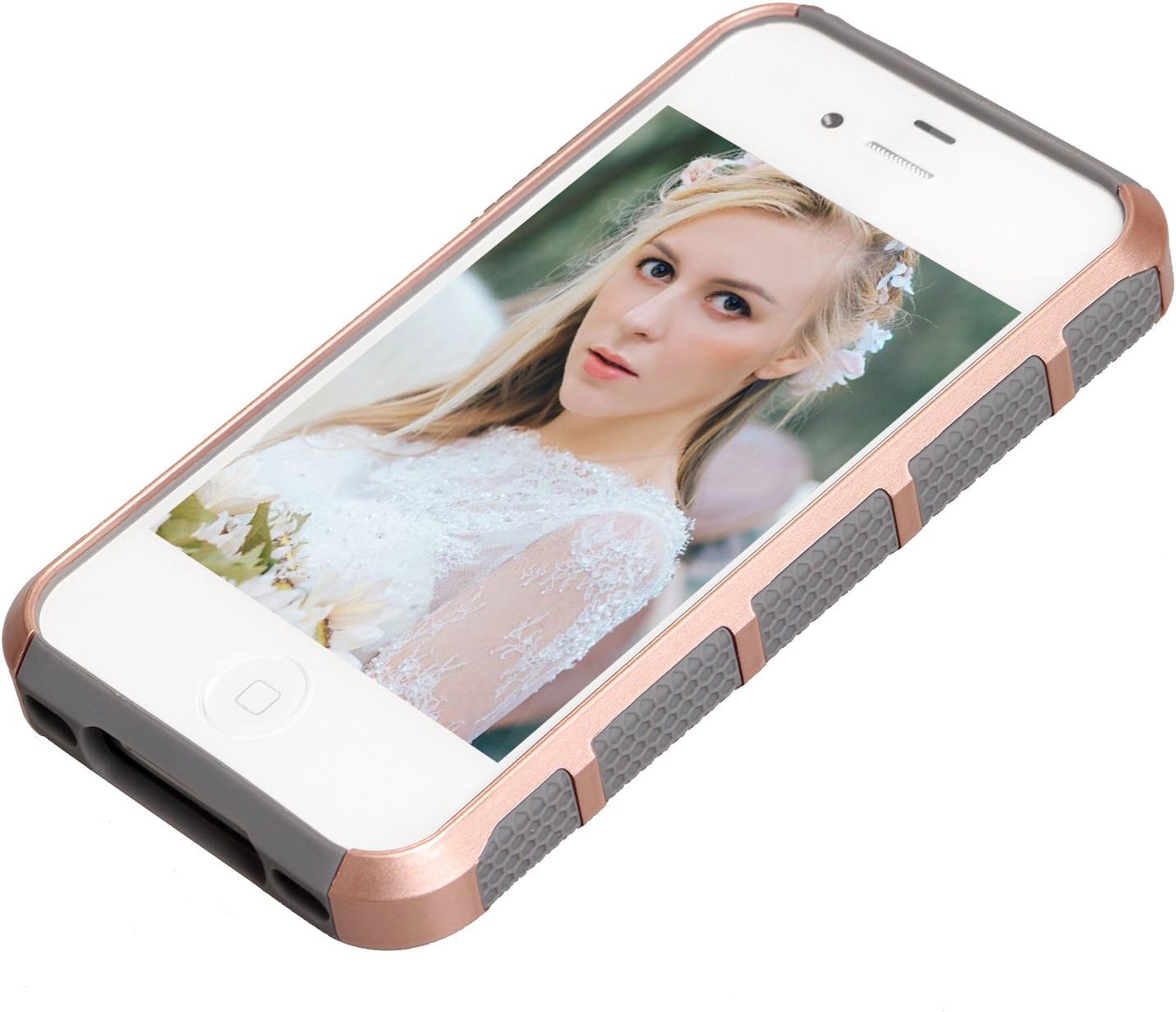 iPhone 4 Case, iPhone 4S Case, BAROX Fashion Cute Armor Case for iPhone 4 4S,(Rose Gold+Grey)