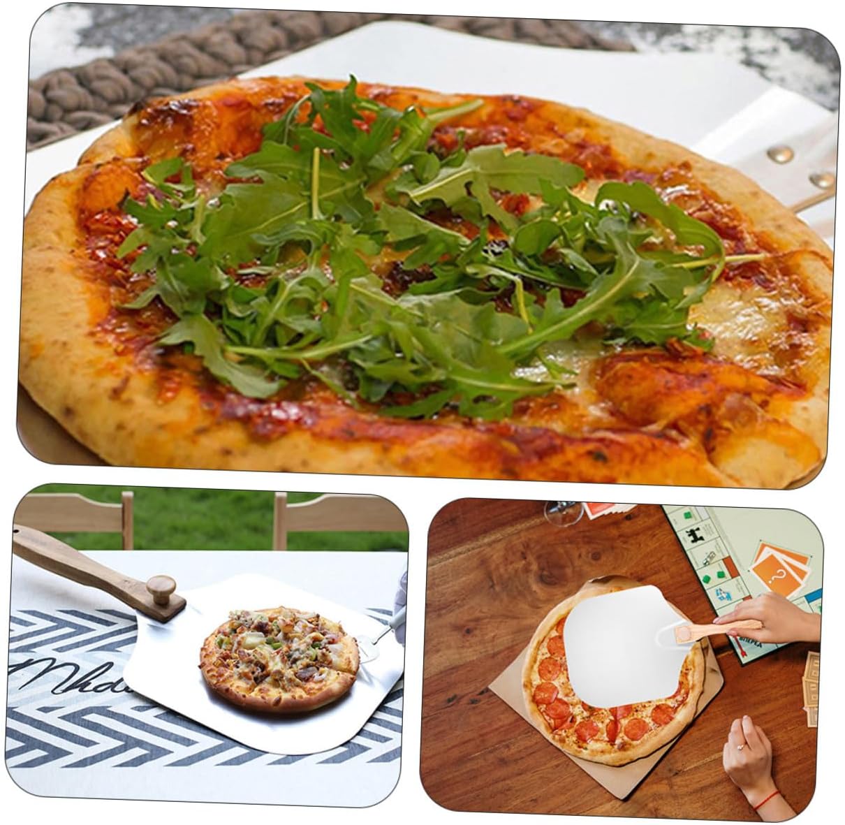 SHOWERORO Folding Pizza Peel Baking Pizza Paddle with Detachable Handle and Restaurant Use with Storage Box Random Color
