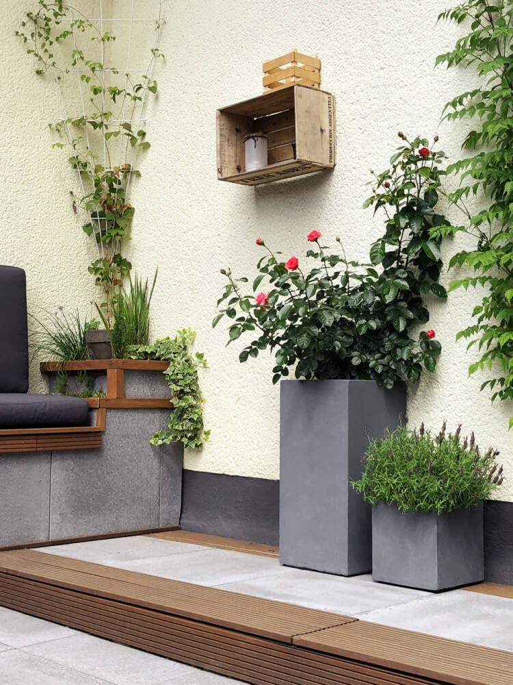 Pflanzwerk® Pflanzkübel Cube Grau 23x23x23cm *Frostbeständiger Blumenkübel* *UV-Schutz* *Qualitätsware*