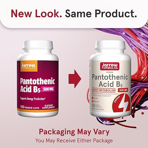 Miniatura 2 de Jarrow Formulas Ácido pantoténico B5 500 mg - 100 cápsulas vegetarianas - Vitamina B esencial - Apoyo a la producción de energía y el metabolismo -