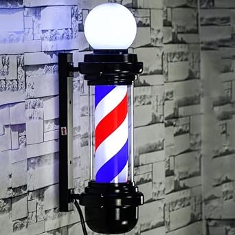 Barber Pole LED Light, Classic Style Hair Salon Barber Shop Open Sign, Rotating Red White Blue LED Strips, Rainproof Hairdressing Salon Wall Lamp, Save Energy,88 * 26cm/34.65 * 10.24in