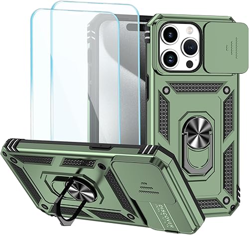 Miniatura 2 de Funda para teléfono SunStory para iPhone 11 con protector de pantalla HD y cubierta deslizante para la cámara y soporte giratorio con anillo