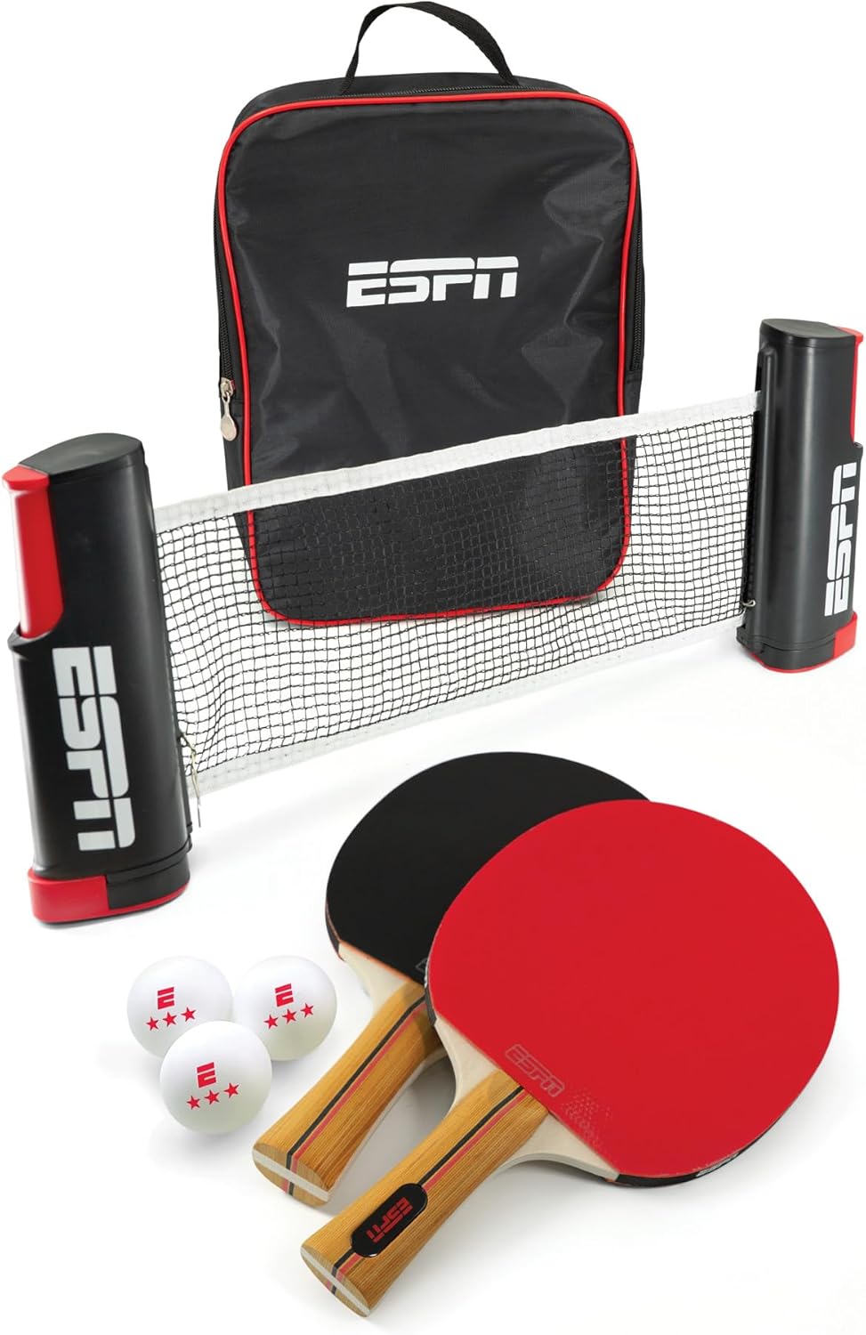 ESPN Ping Pong Set Includes 3 Ping Pong Balls, 2 Paddles, Portable Ping Pong Net and Travel Case, Table Tennis Ideal for Kids Games, Family Games, and Game Night