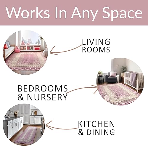 Miniatura 4 de Super Area Rugs Alfombra trenzada de granja de 3 x 5 pies, alfombra de algodón suave natural para sala de estar, alfombra tejida de campo primitivo,