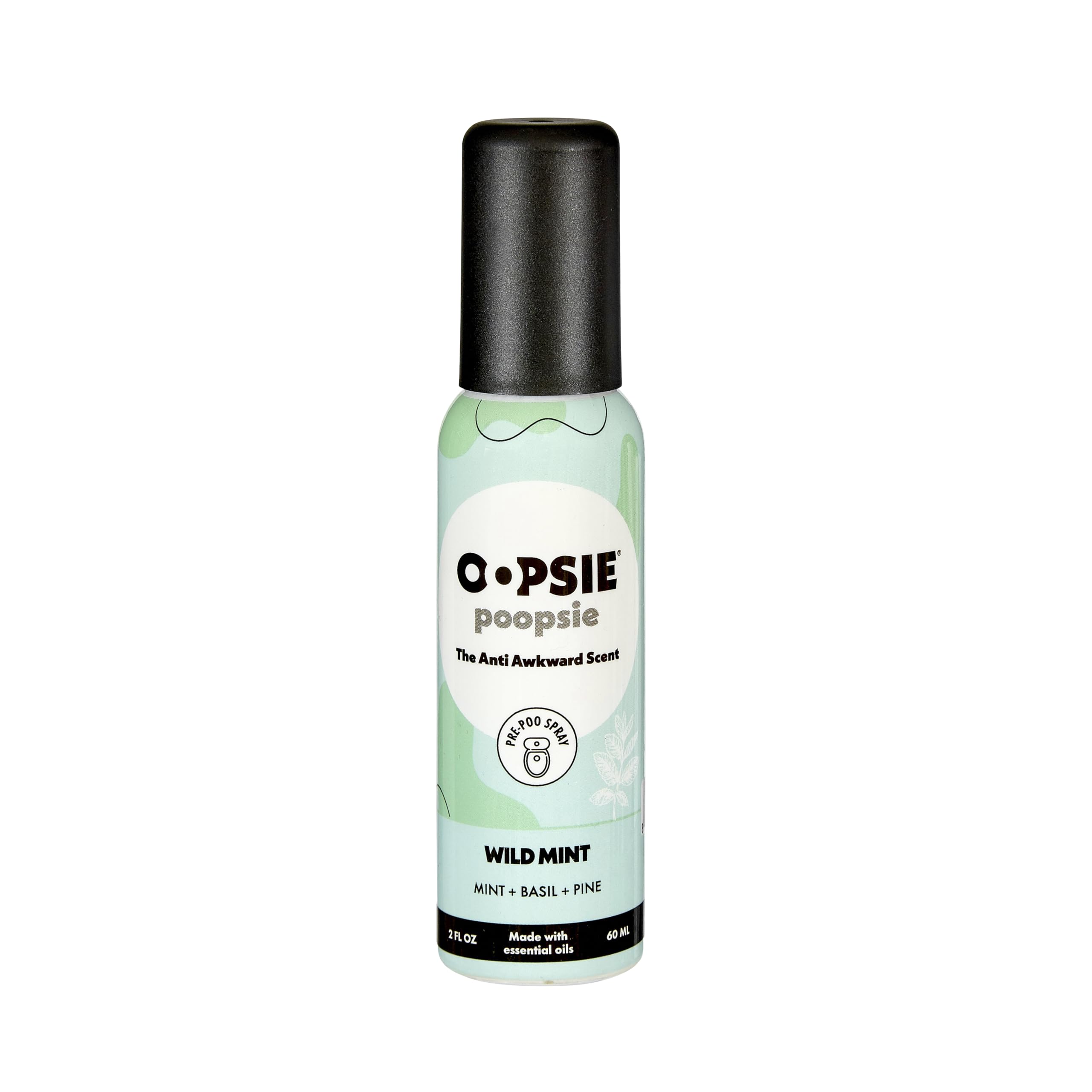 OOPSIE POOPSIE Aromar Pre-Poo toilet spray, discreet & portable original odor deodorizer scents. 2Oz bottle - Wild Mint