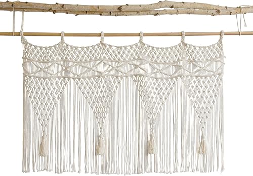 Flber Cenefa de macramé para ventana, cocina, cortina de macramé, divisor de puerta, decoración bohemia para el hogar, habitación, 43 pulgadas de