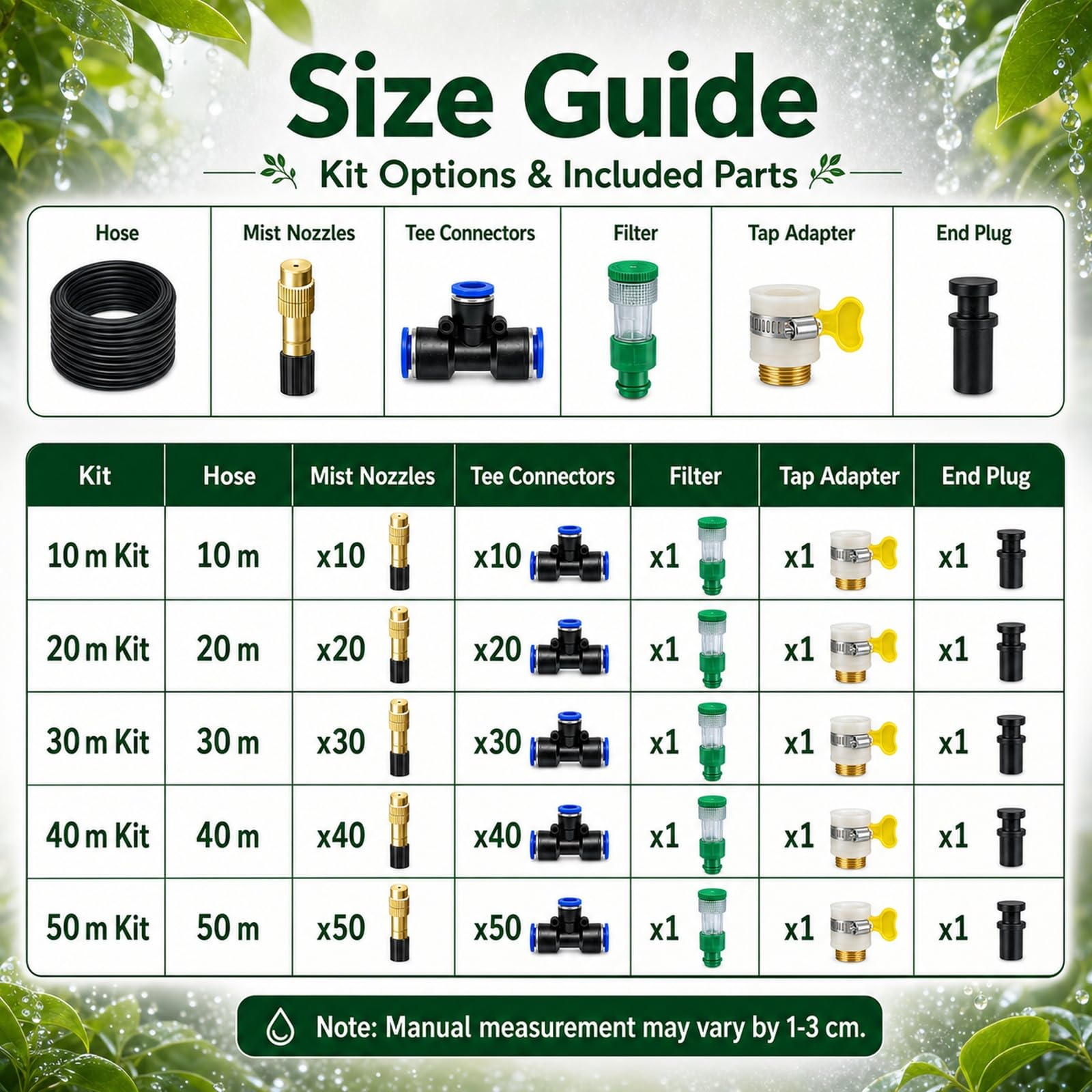 Kit per Sistemas di Irrigazione A Goccia Regolabile,Nebulizzatore d'Acqua per Terrazze,Nebulizzatore per Esterni,Installazione Semplice,Adatto per Fioriere da Balcone