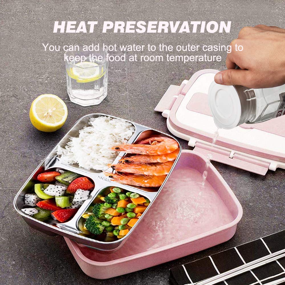 Besthls Bento Box, Lunch Box 4 Compartment 304 Stainless Steel Lunch