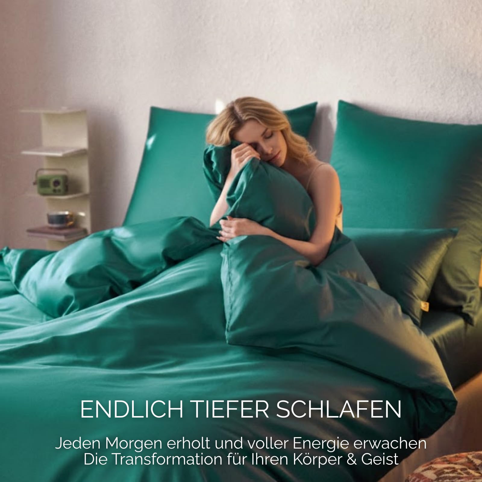Mako Satin Bettwäsche 135x200 Dunkelgrün - 100% Ägyptische Baumwolle (400 TC) - Hochwertig, Kühlend, Bügelleicht & Glatt wie Seide - Bettbezug Set mit Kissen 80x80 & Reißverschluss