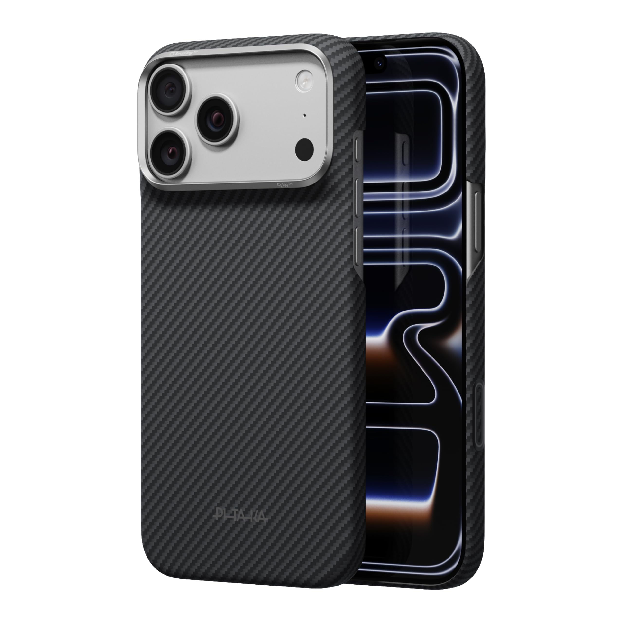 pitaka for iPhone 18 Pro Max Case 6.9", Caseless Feeling, Black Grey(Twill)