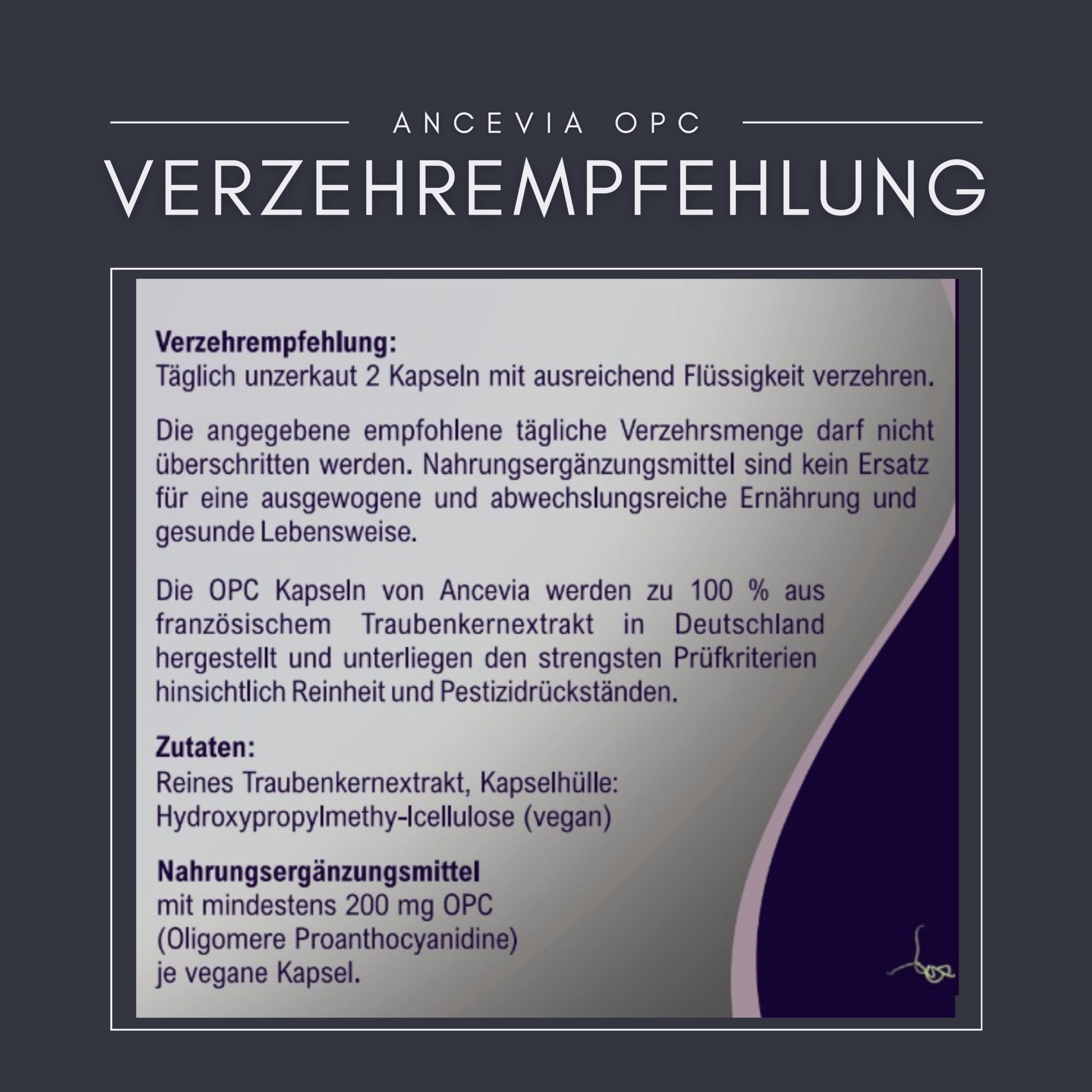 ANCEVIA OPC Traubenkernextrakt – Nahrungsergänzungsmittel – 180 Kapseln (3 x 60) – 200 mg OPC je Kapsel – vegan