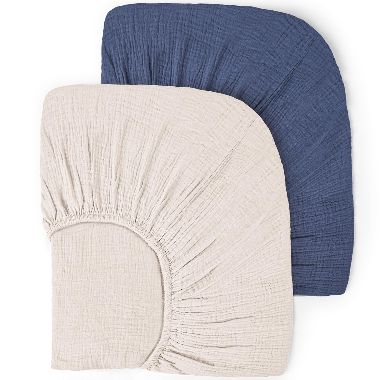 lulumoon Lot de 2 Draps-housses en mousseline de coton, pour lit bébé, draps-housses neutres pour bébés, garçons et filles