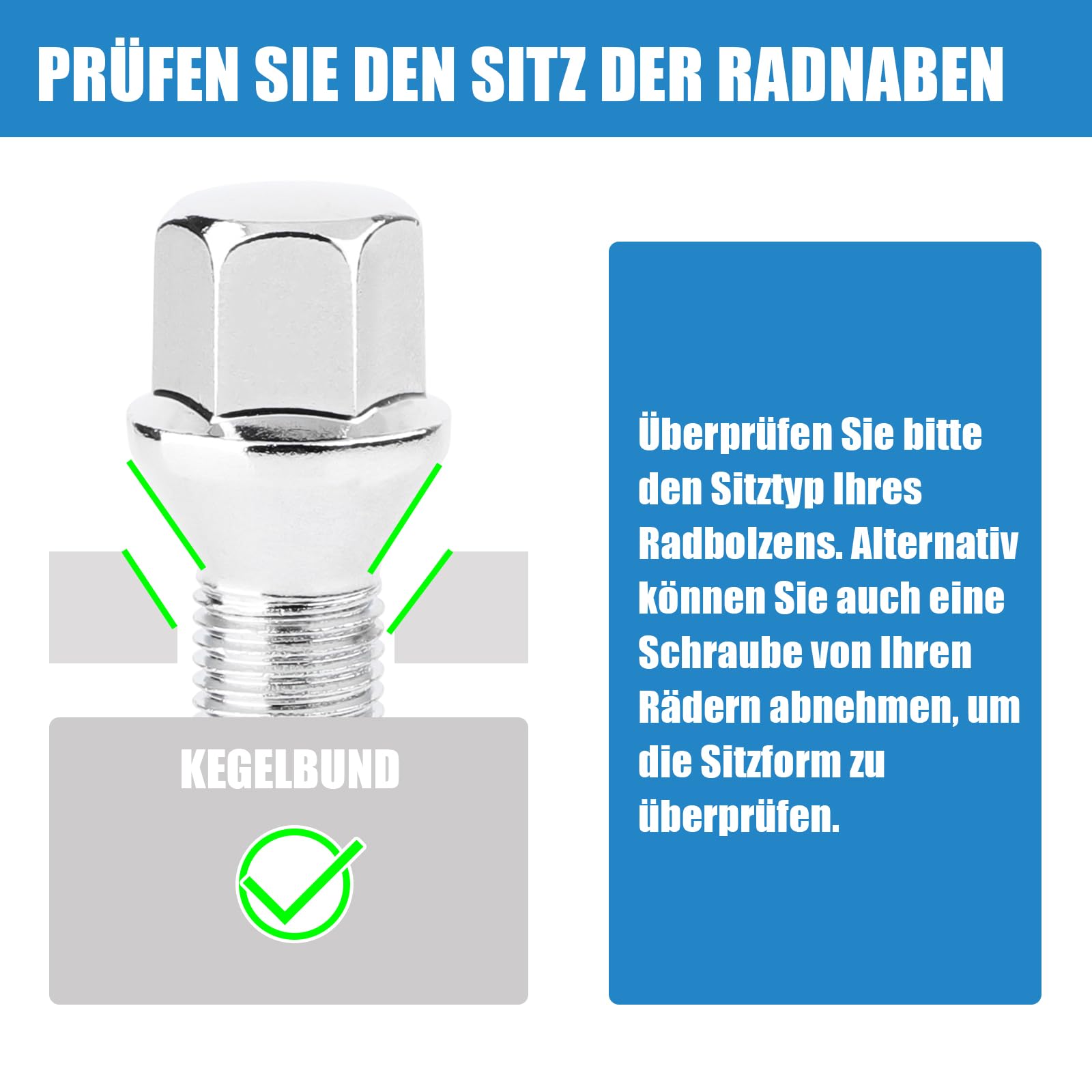 Levando 16 Stück Radschrauben M12x1,25 28mm Schaftlänge Kegel 60° SW17
