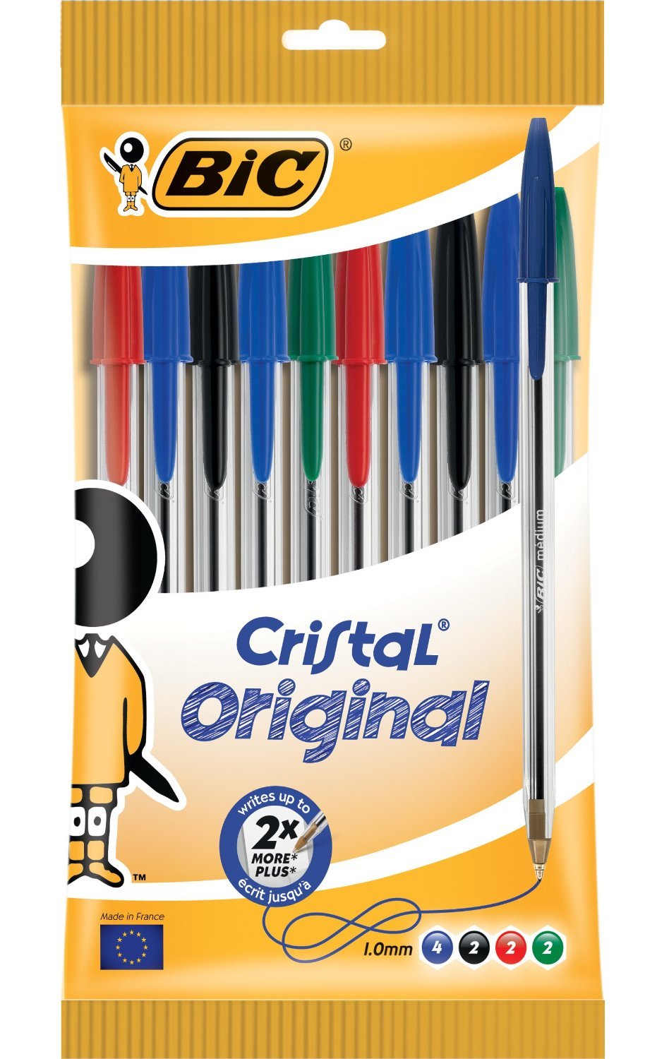 BIC 830865 bastone penna a sfera, colore: Nero, Blu, Verde, Rosso 10PEZZO (i)