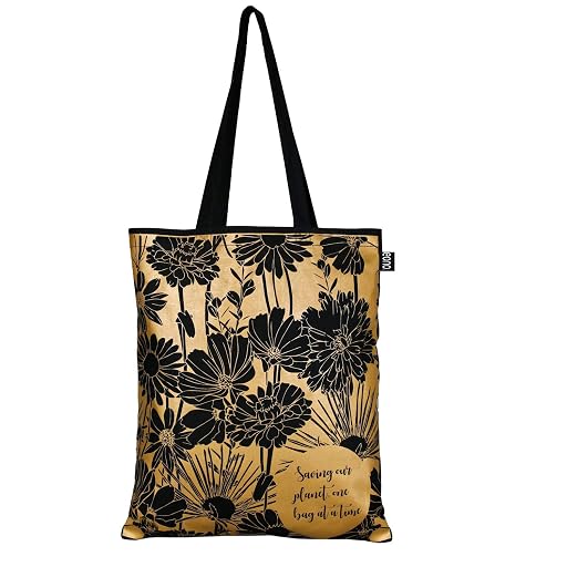 EONO Cotton Canvas Tote Bag with Floral Print