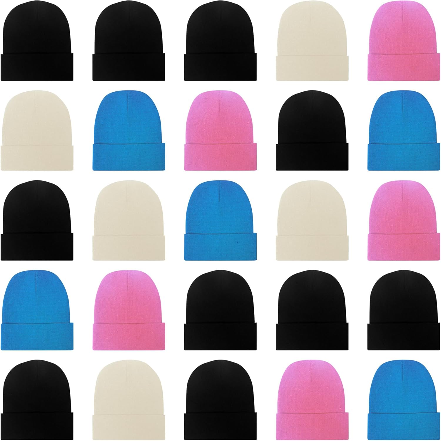25 Pack Winter Beanie Hats Bulk for Men Women, Wholesale Knit Beanies Cold Weather Skull Caps