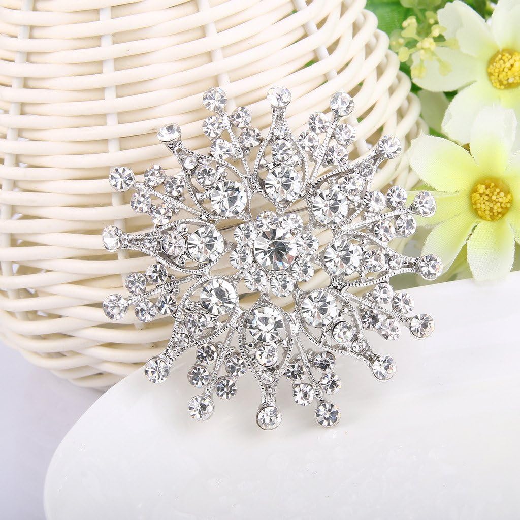 EVER FAITH Women's Austrian Crystal Elegant Flower Leaf Bridal Corsage Brooch Pin - Image 3