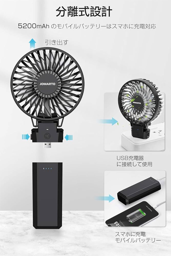 SANYO 卓上扇風機 3段階風量調整 Amazon | 卓上扇風機 静音 扇風機 クリップ USB充電/給電 小型