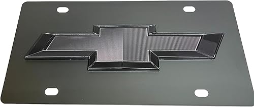 Miniatura 2 de Compatiblereemplazo para 2019- Placa de matrícula de acero al carbono Chevrolet Bowtie negra actual