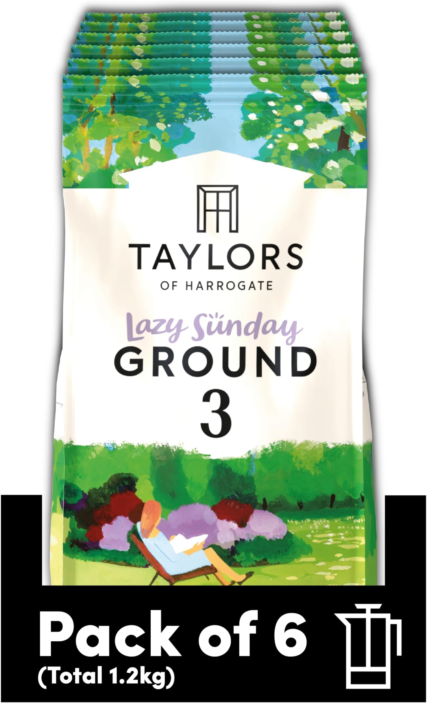 Taylors of Harrogate Lazy Sunday Ground Coffee, 200 g (Pack of 6 - Total 1.2kg)