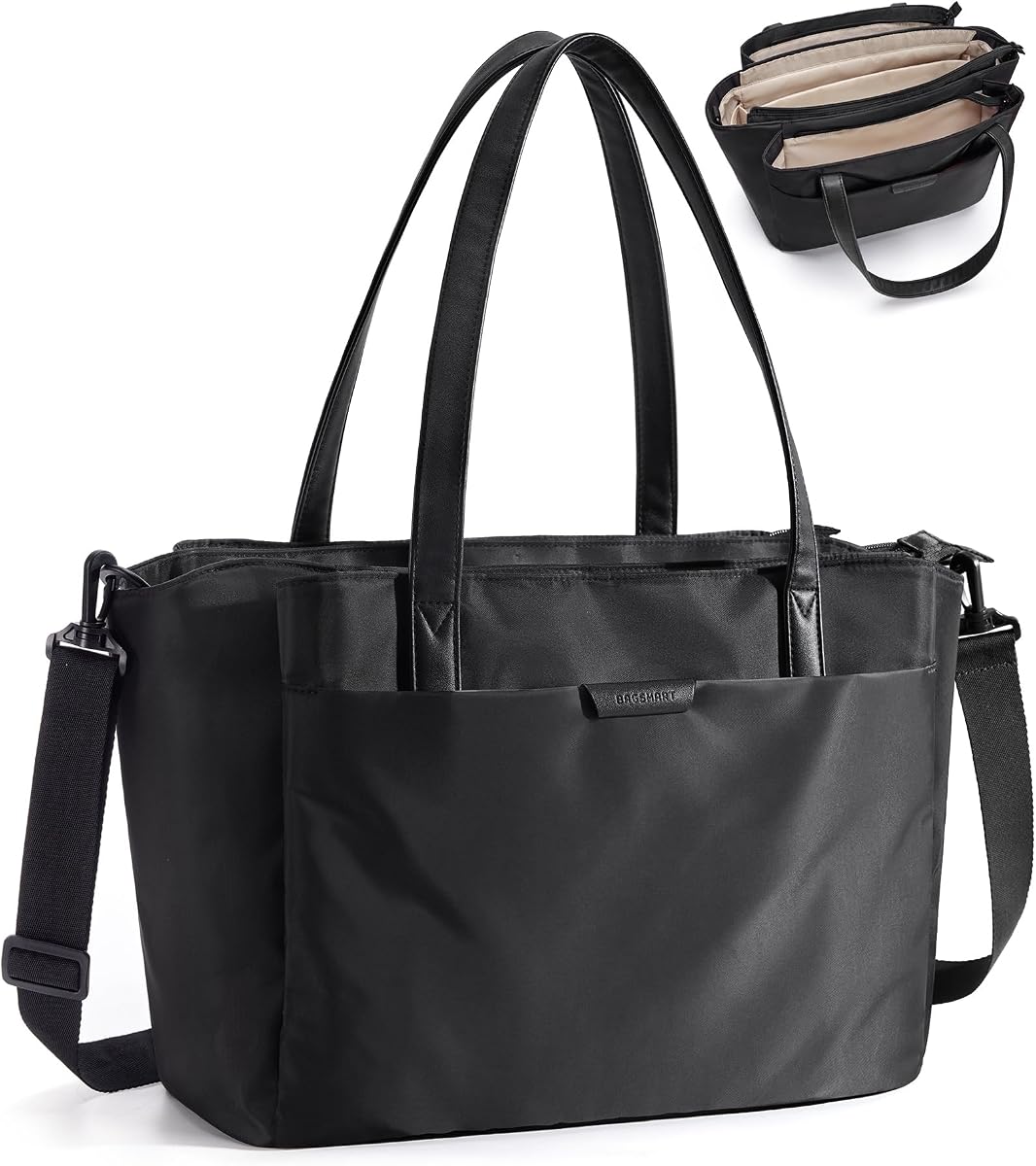 Tote Bag for Women with Compartments, Work Tote Bag with Zipper Women Purse Crossbody Shoulder Handbag with Strap