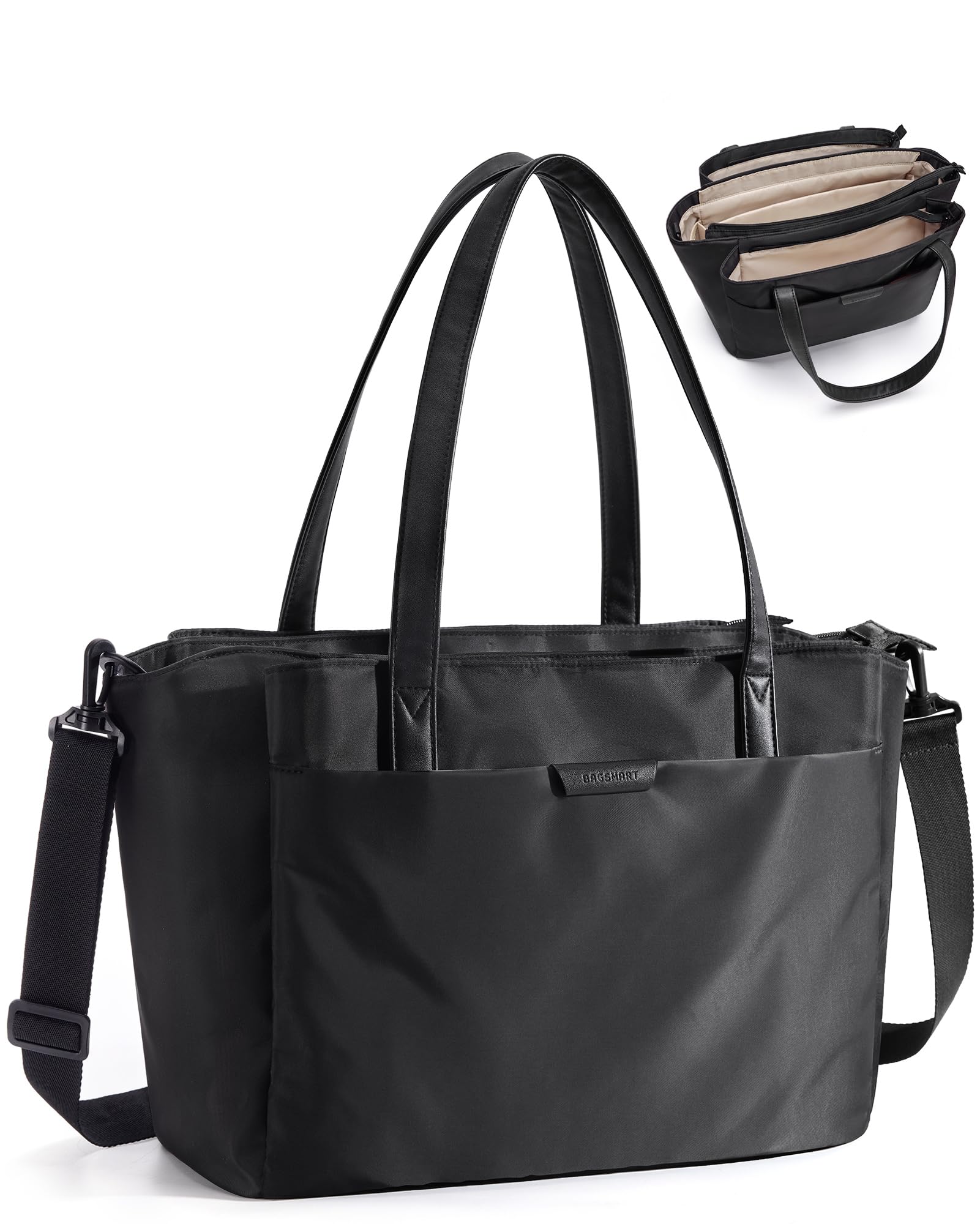 Tote Bag for Women with Compartments, Work Tote Bag with Zipper Women Purse Crossbody Shoulder Handbag with Strap