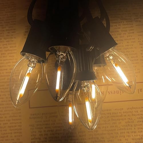 Miniatura 4 de Paquete de 25 bombillas LED C7 transparentes de repuesto, bombillas de Navidad transparentes de 0.6 W, regulables, bombillas LED E12 para luz