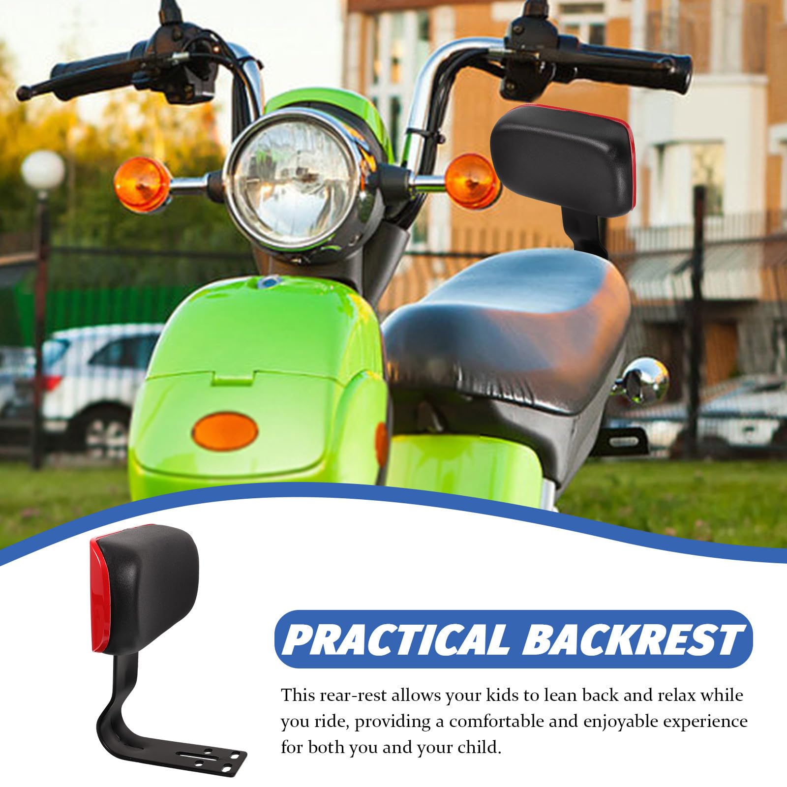 UKCOCO Schienale Posteriore per Bicicletta Elettrica, Poggiapiedi Ergonomico Cuscino Antiscivolo Imbottito, Supporto Sicuro per Sedile e Adulti per Uso Urbano e Viaggi