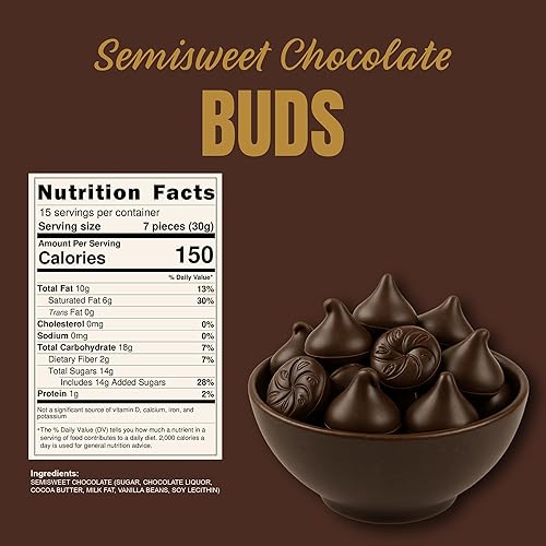Miniatura 2 de Brotes de chocolate semidulce  Chocolate semidulce para hornear, bolsa resellable de 1 libra  Fabricación de dulces y aperitivos de primera calidad