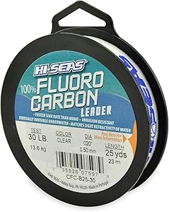 HI-SEAS 100% FLUOROCARBON Fishing LINE Leader - Clear Invisible Leader UNDETECTABLE to Fish, Fast Sinking 6LB-400LB
