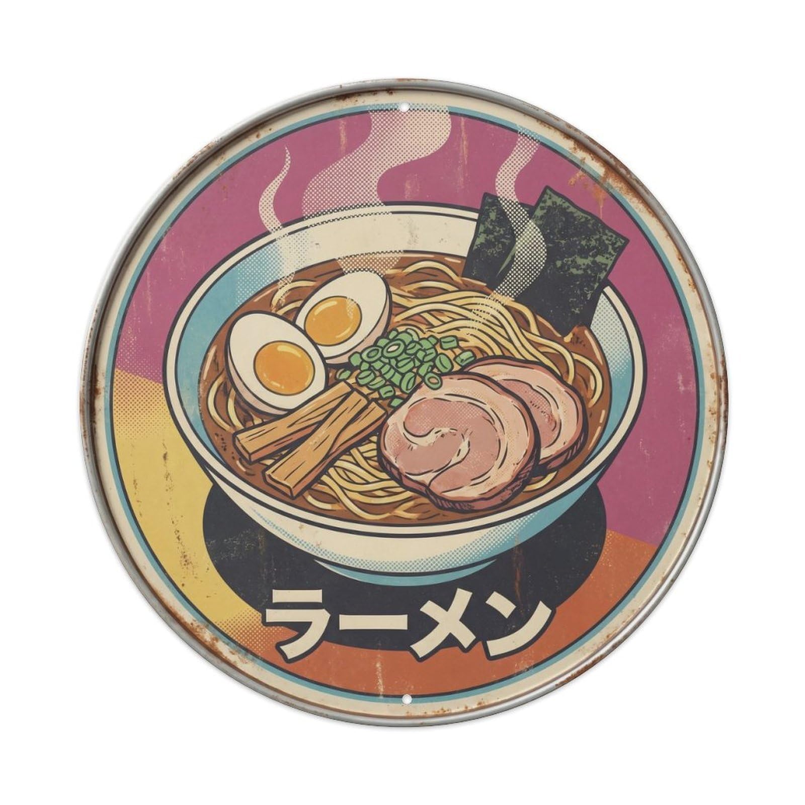 Cxhjca 8X8inch(20X20cm) Ramen Japanese Noodles Bold Graphic Cuisine Street Metal Tin Sign