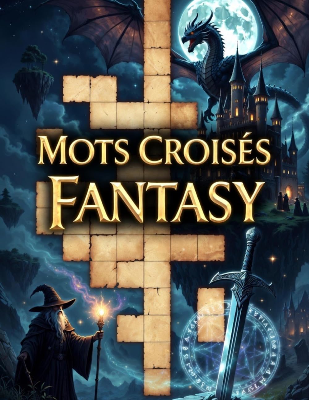 Mots Croisés Fantasy: 60 grilles, créatures, magie et légendes, 3 niveaux de difficulté