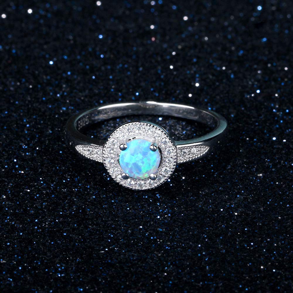 Argento 925 Opale Donna Set di Gioielli Collana squillare orecchino Borchie,Forma Rotonda Ottobre Birthstone Gioielli da Sposa Valentino Compleanno i Regali