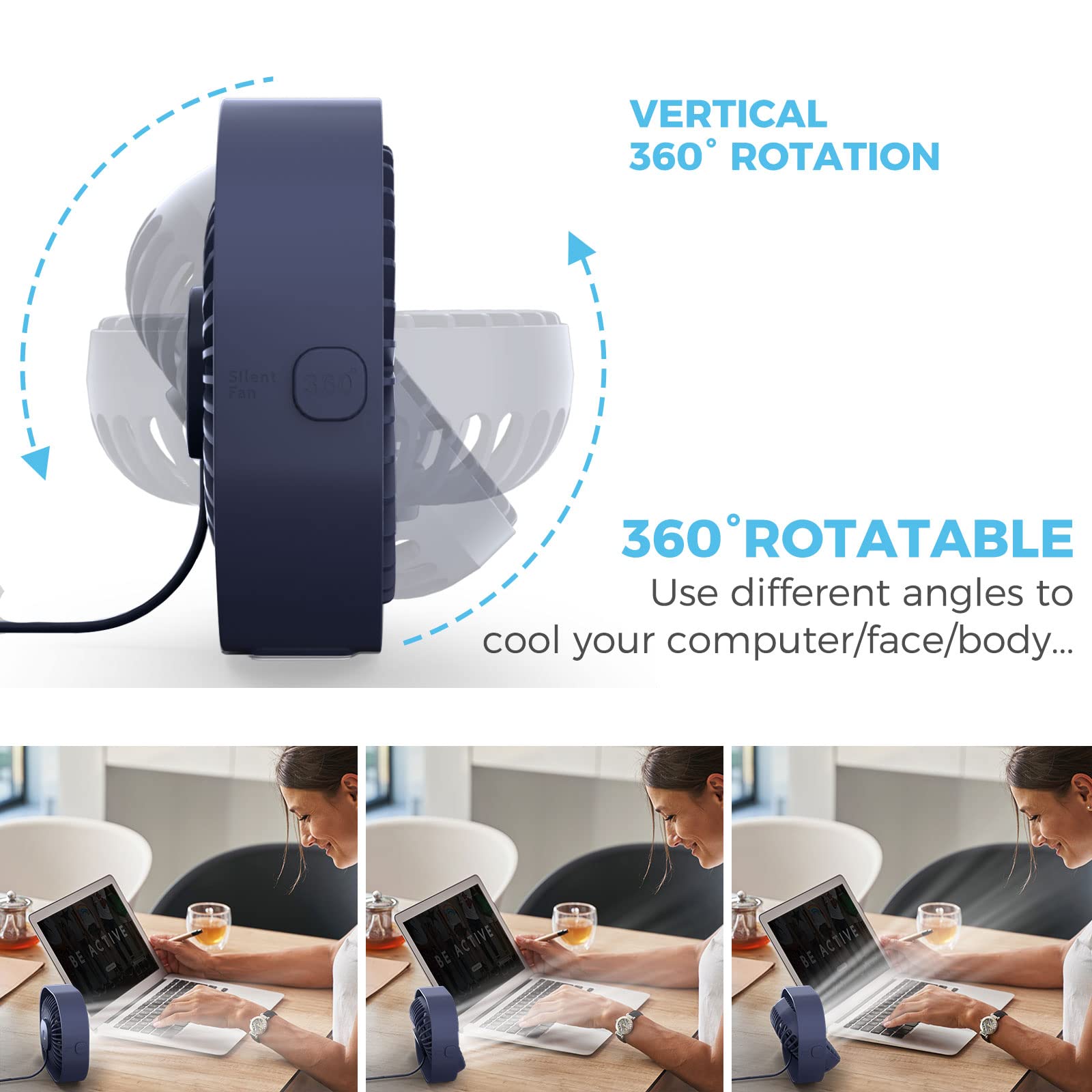 Mini ventilatore da scrivania USB in metallo da 6 pollici piccolo silenzioso pot
